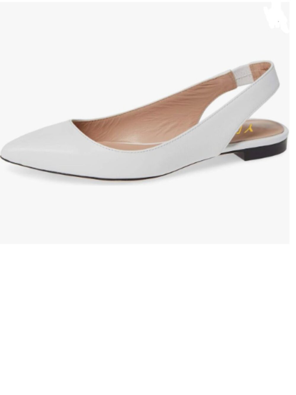 YDN White Pointed Toe Slingback Low Heel Slide Sandals Comfortable Slip On Pump